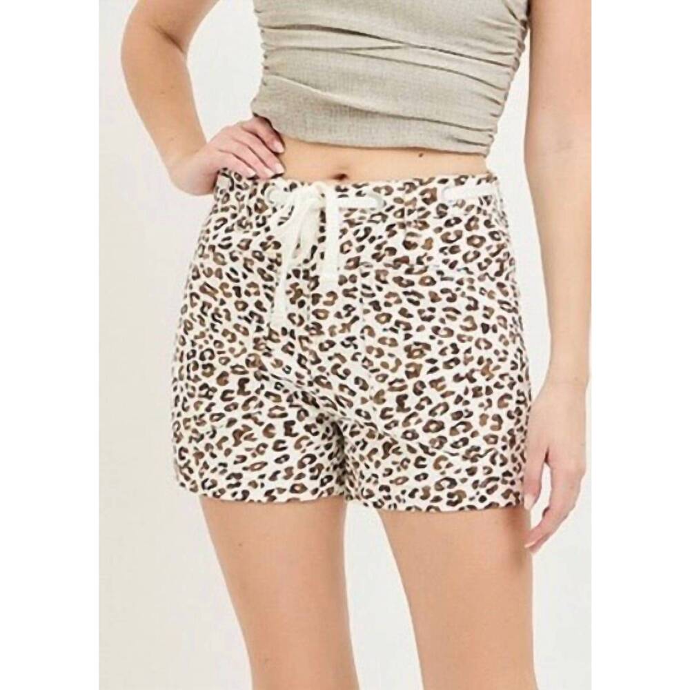 NEW RISEN slouchy patch pocket shorts in leopard print